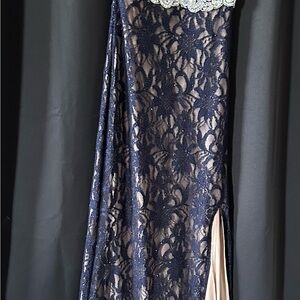 City Triangles Midnight Blue and Soft Beige Dress